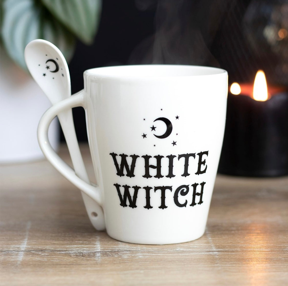 ✨ White Witch Mug & Spoon Set – 300ml