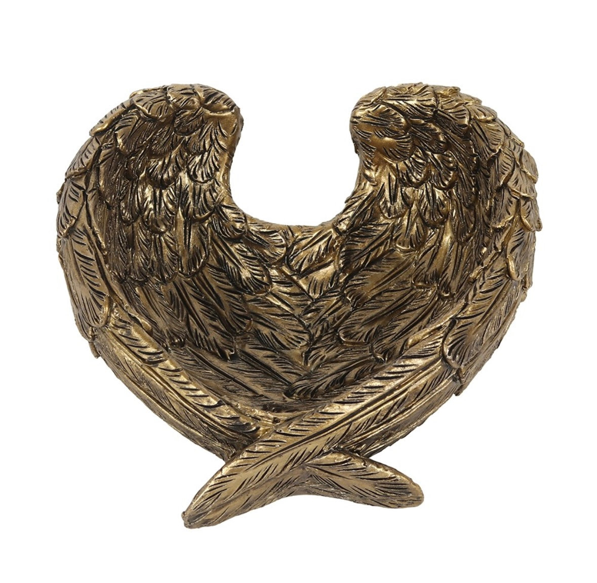 👼 Angel Wing Trinket Dish – Antique Gold Finish