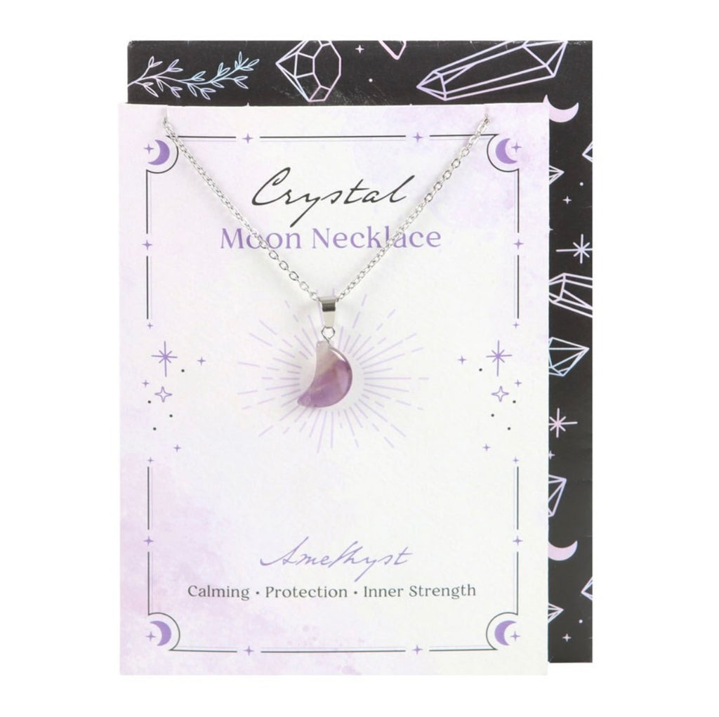 Amethyst Crystal Moon Necklace Greeting Card – Calm & Inner Strength