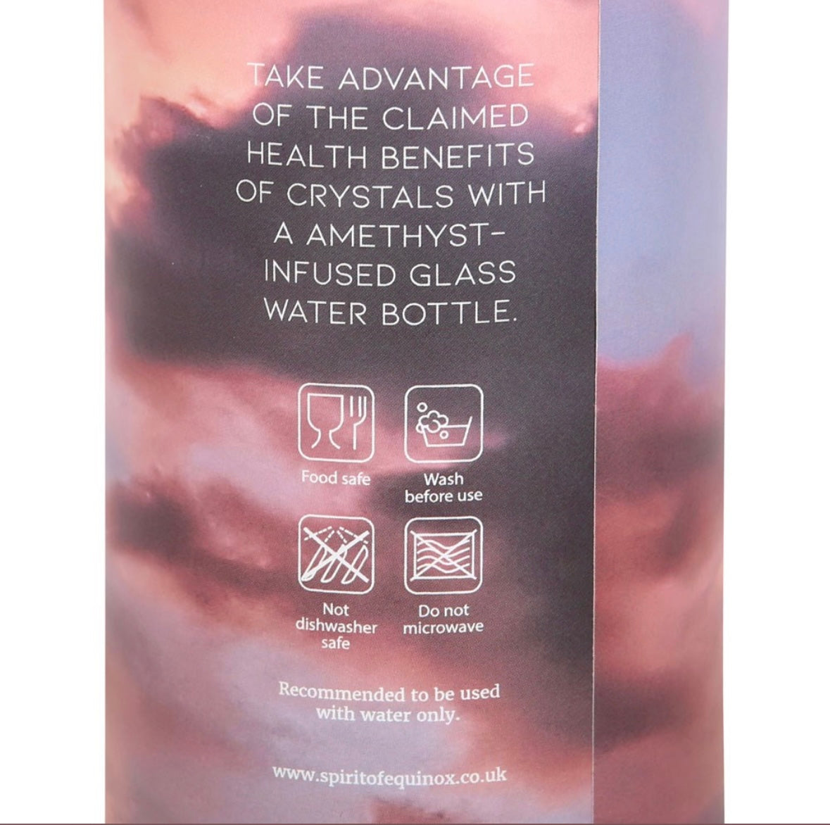 💜 Amethyst Crystal-Infused Glass Water Bottle – ‘Set Your Intentions’