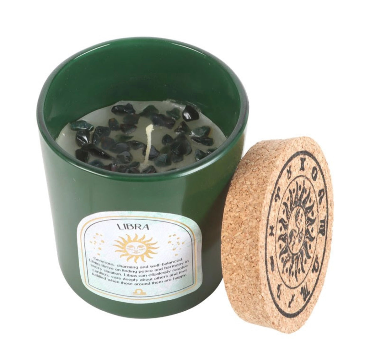 ♎ Libra Zodiac Candle – Sweet Jasmine with Bloodstone Crystals