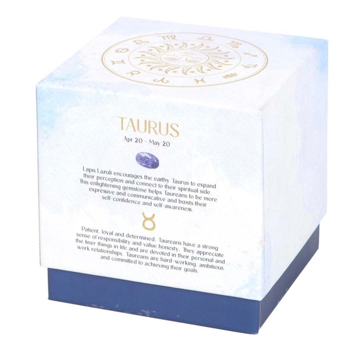 ♉ Taurus Zodiac Candle – Amber & Vanilla with Lapis Lazuli Crystals