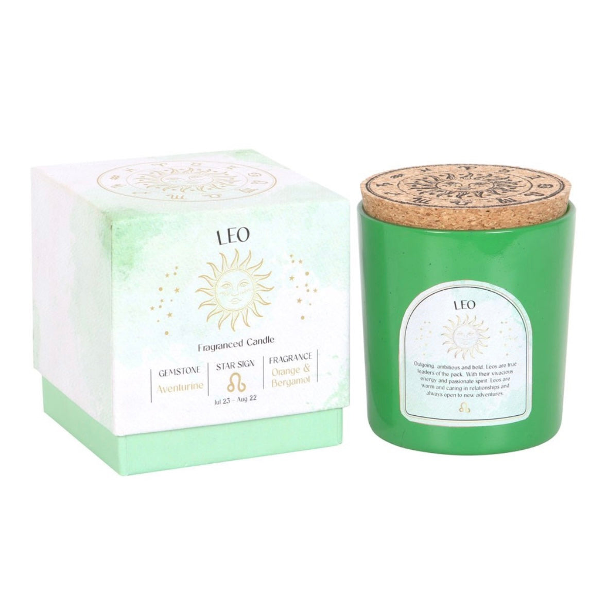 ♌ Leo Zodiac Candle – Orange & Bergamot with Aventurine Crystals