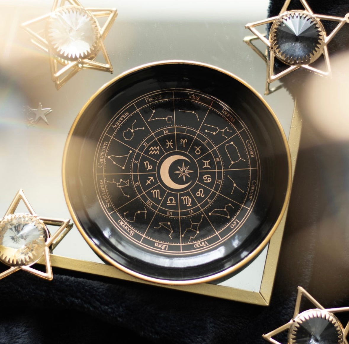 ✨ Black Astrology Wheel Trinket Dish