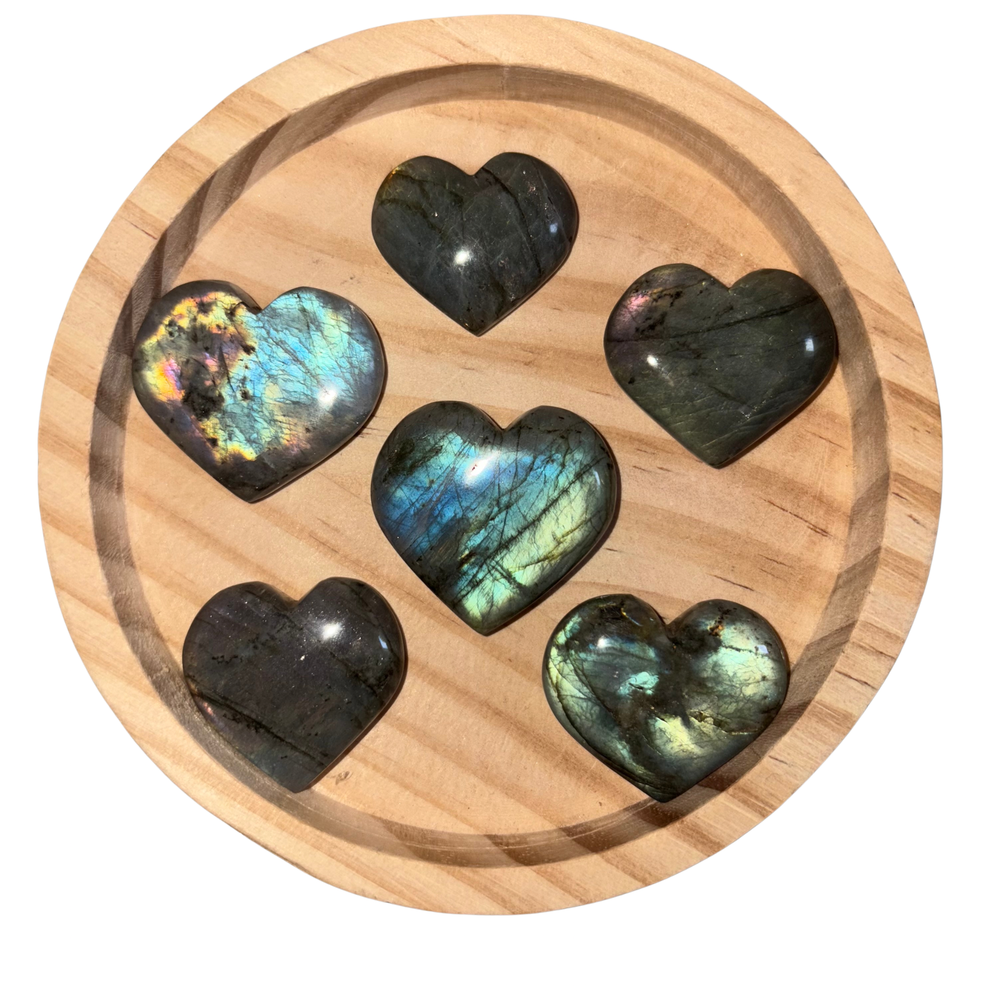 Labradorite Heart – A Grade 20–30mm (Madagascar)