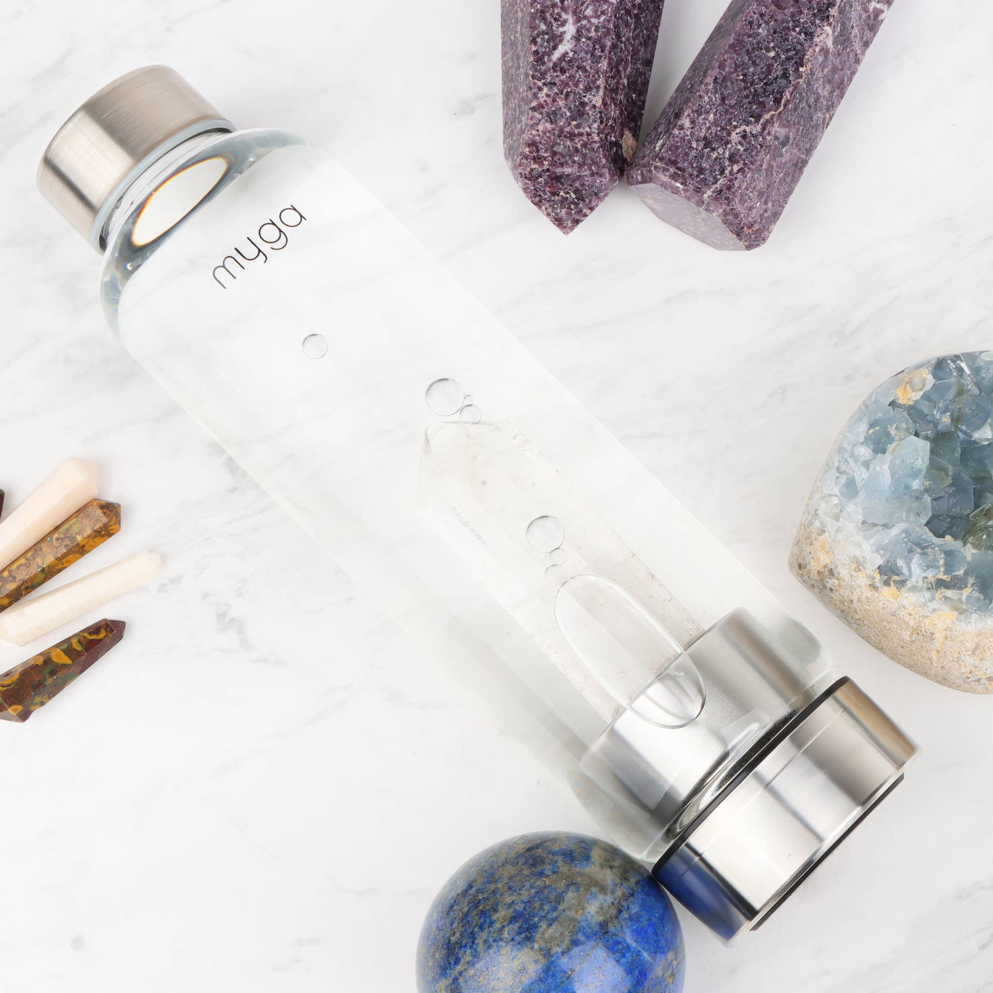 Clear Quartz Crystal Glass Water Bottle