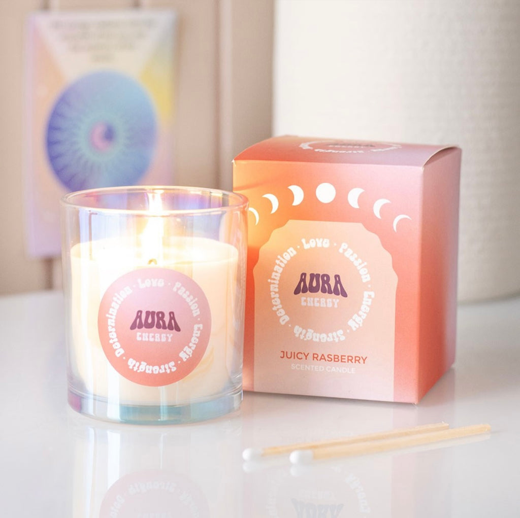 Juicy Raspberry Candle – Iridescent Glass Jar