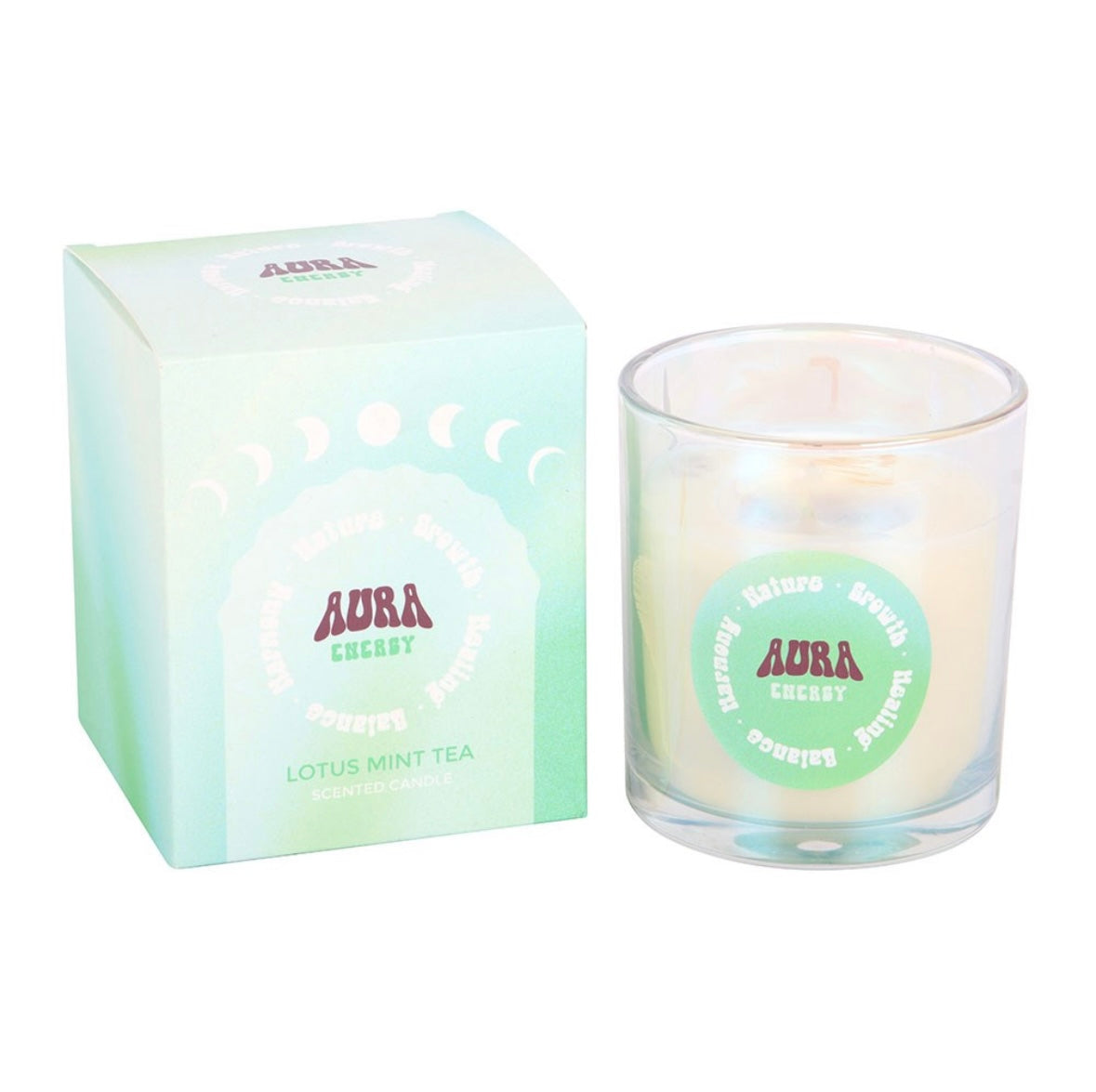 Lotus Mint Tea Candle – Iridescent Glass Jar