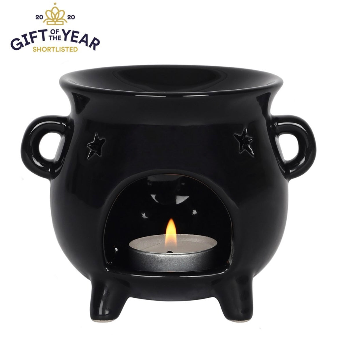 Black Cauldron Oil & Wax Melt Burner with Star Cut-Outs
