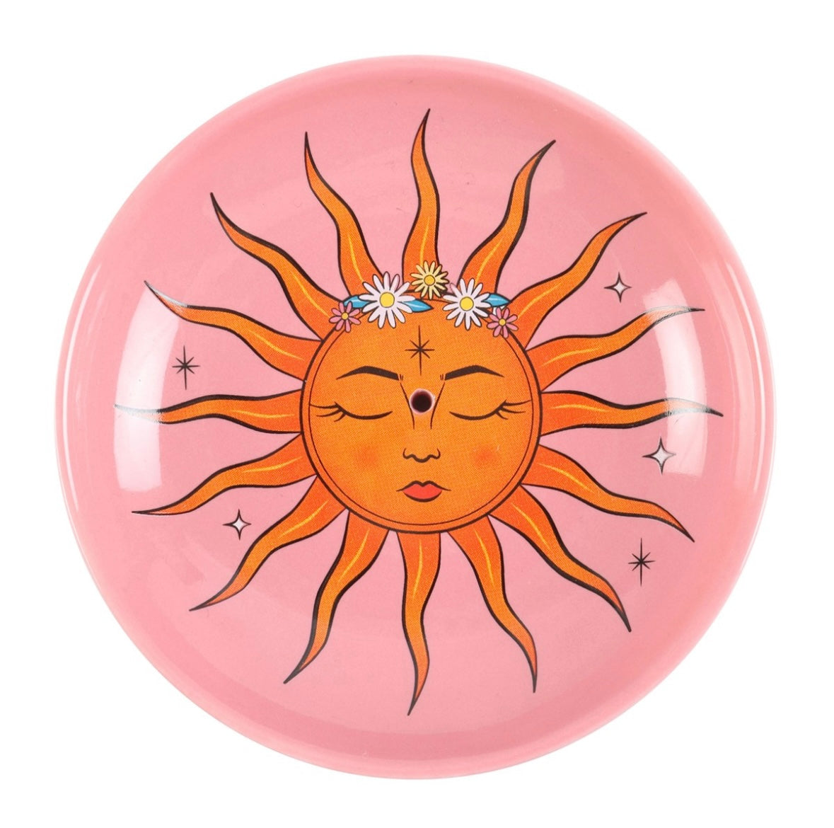 ☀️ Sun Celestial Incense Stick Holder – Ceramic Dish