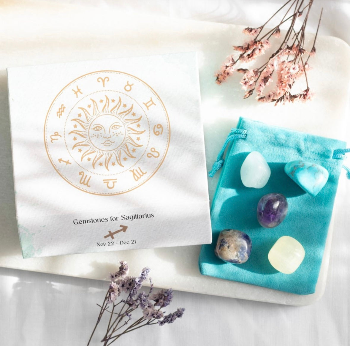 ♐ Sagittarius Zodiac Crystal Tumblestone Gift Set