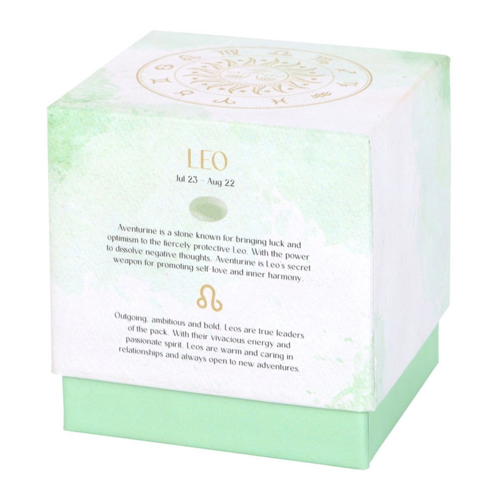 ♌ Leo Zodiac Candle – Orange & Bergamot with Aventurine Crystals