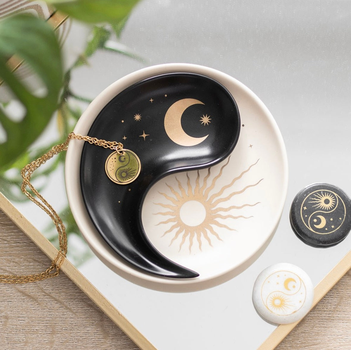 ☯️ Yin & Yang 2-Piece Trinket Dish – Sun & Moon Design