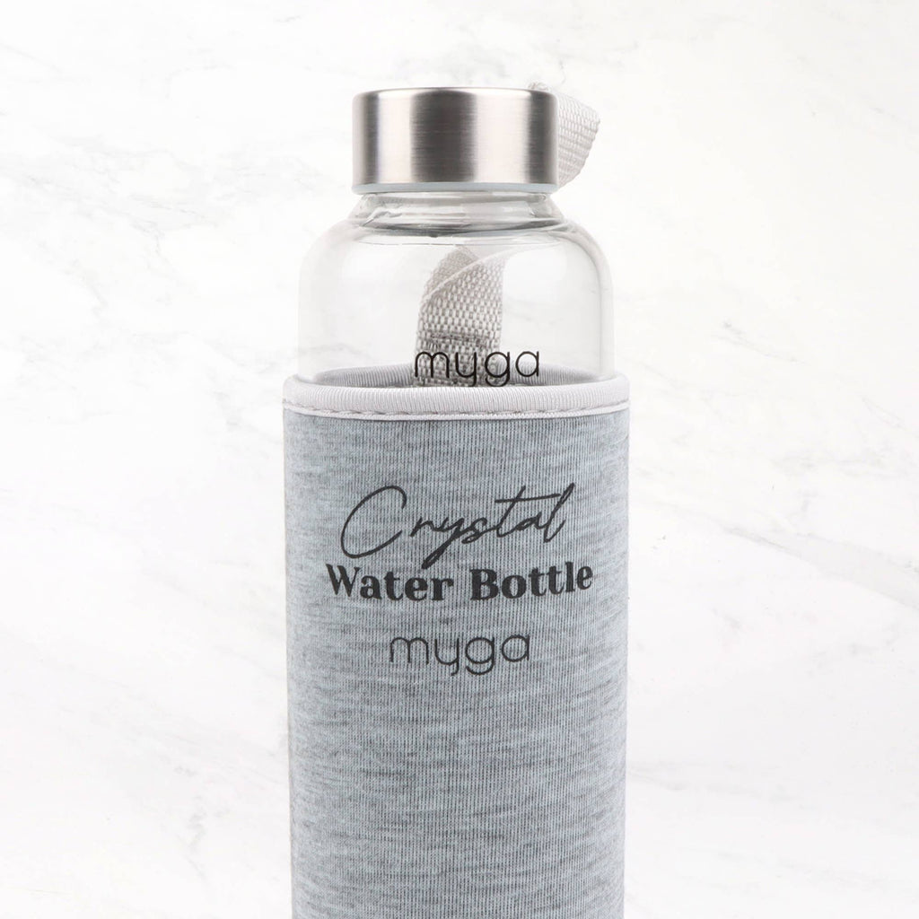Clear Quartz Crystal Glass Water Bottle