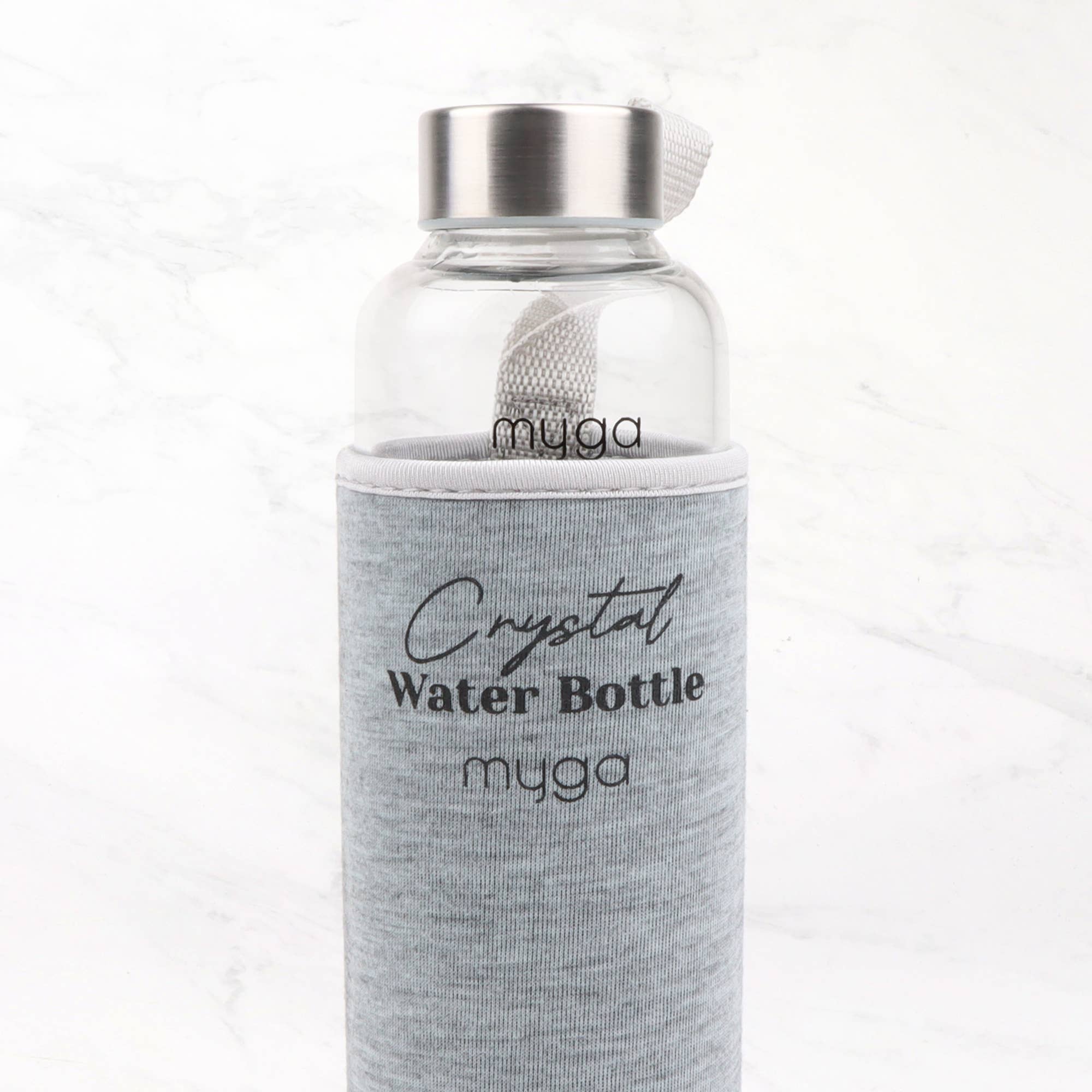 Clear Quartz Crystal Glass Water Bottle