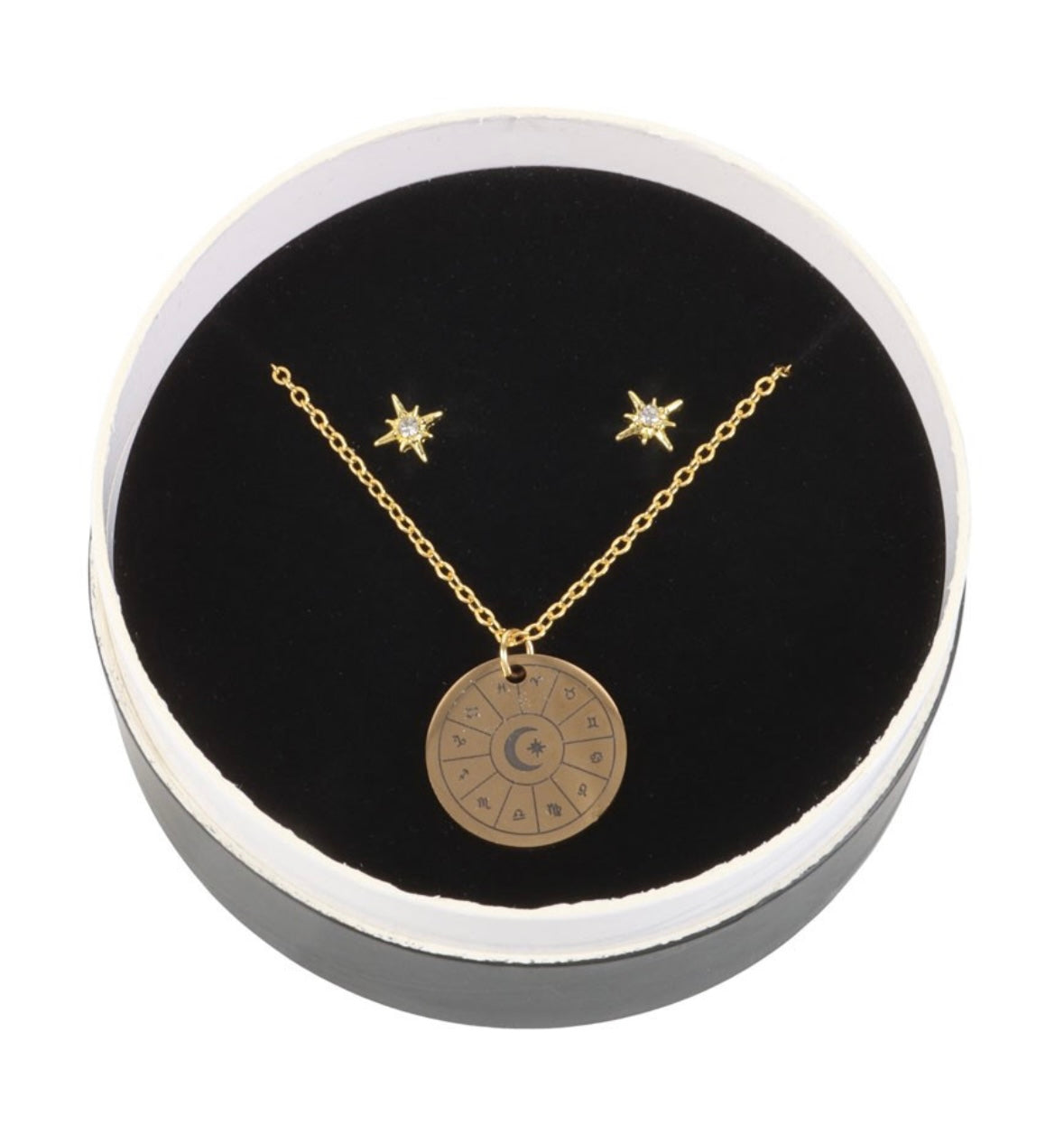 Celestial Jewellery Set – Starburst & Astrology Wheel