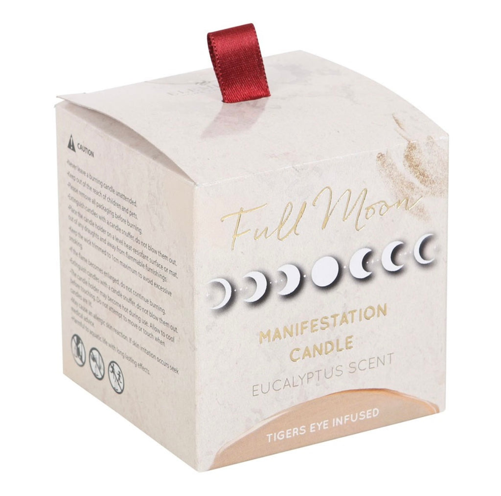 Full Moon Manifestation Candle – Eucalyptus & Tiger’s Eye