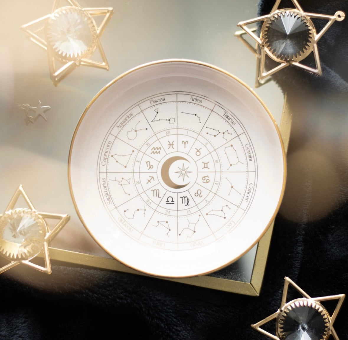 🌸 Light Pink Astrology Wheel Trinket Dish