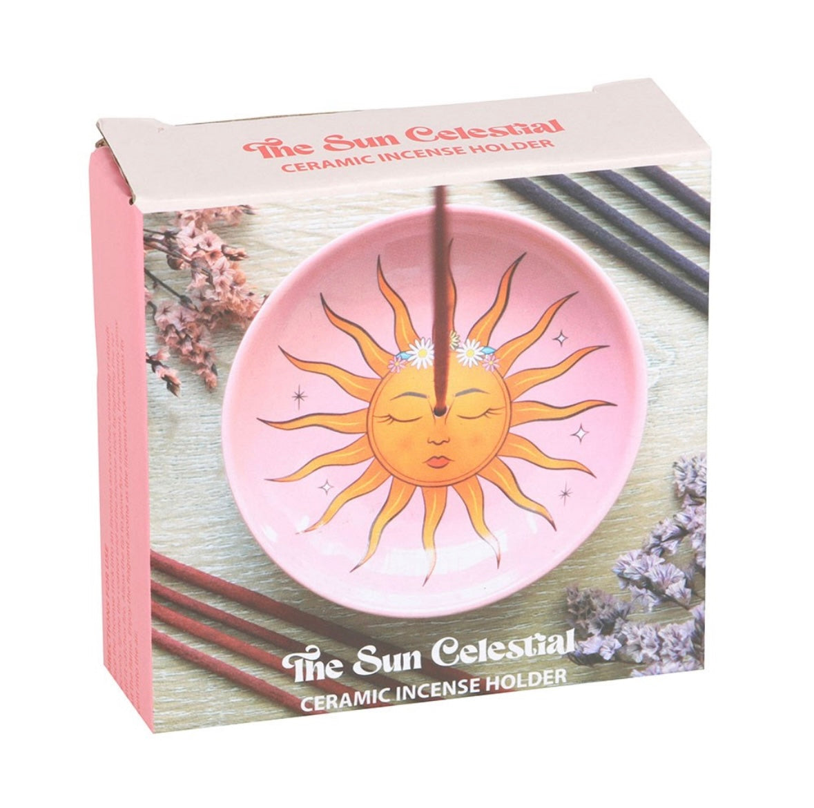 ☀️ Sun Celestial Incense Stick Holder – Ceramic Dish
