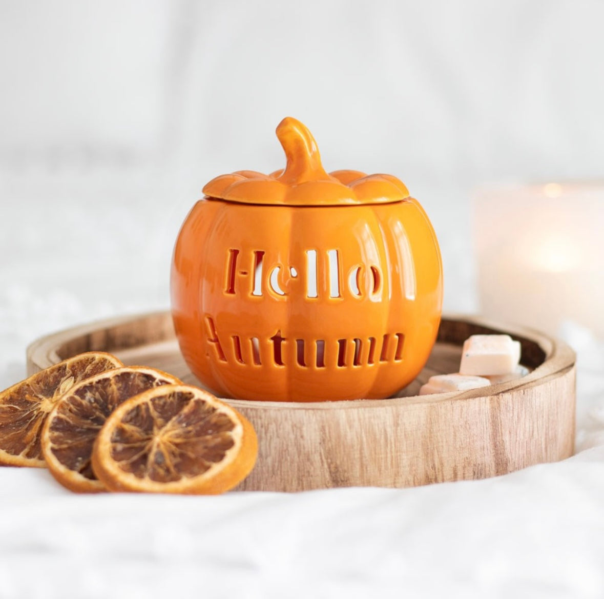 🍂 Hello Autumn Pumpkin Oil Burner – Cosy Seasonal Design