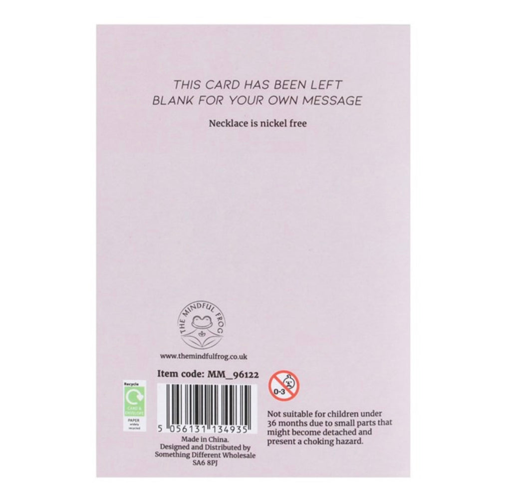 🌸 Greeting Card with Rose Quartz Crystal Necklace – Love & Compassion Pendant