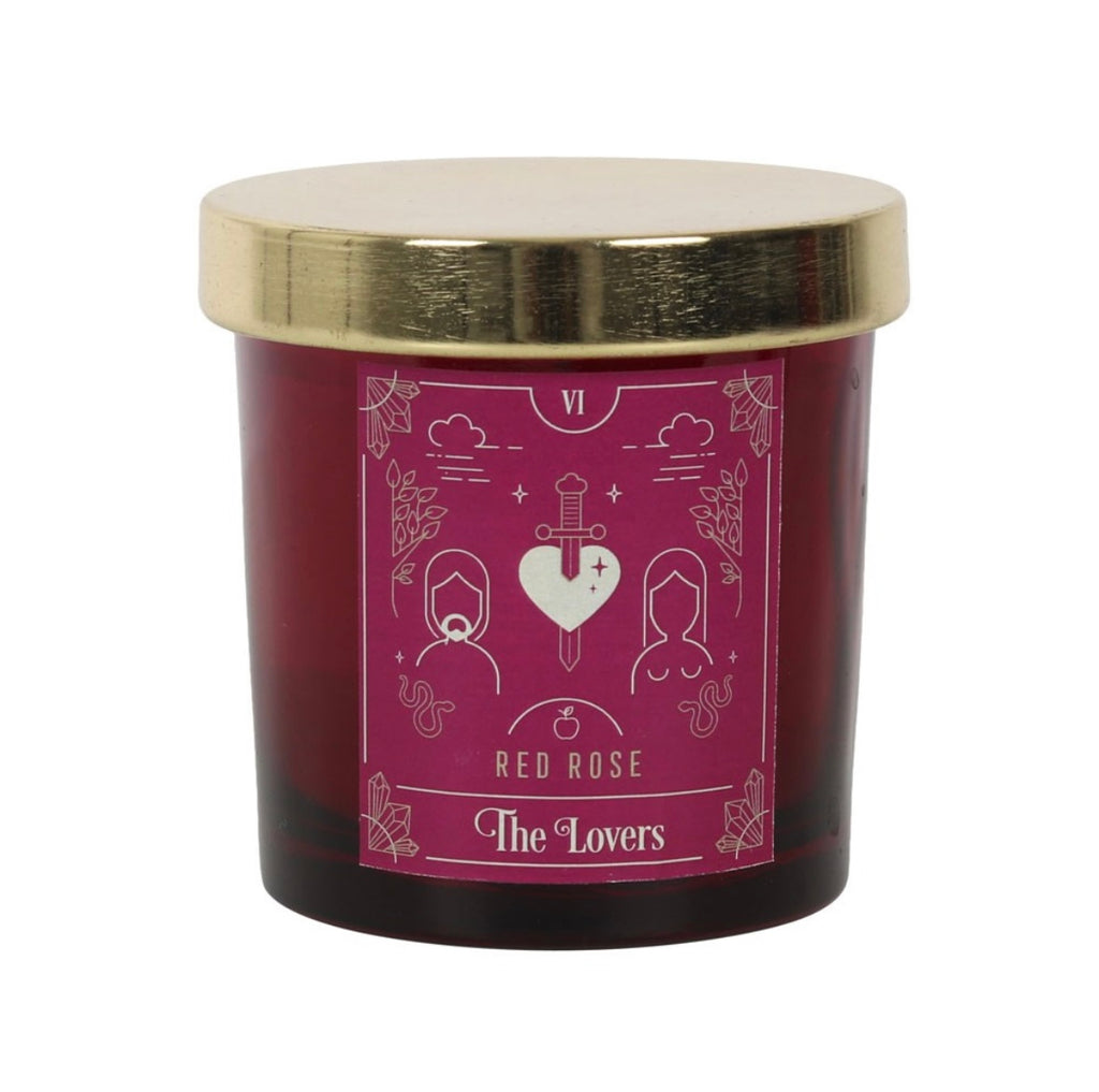 Lovers Tarot Lidded Candle – Red Rose Fragrance