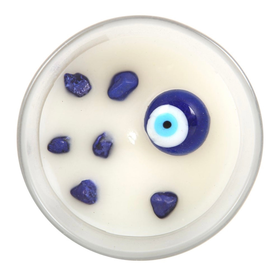 👁️ White Sage Crystal Candle with All Seeing Eye Charm