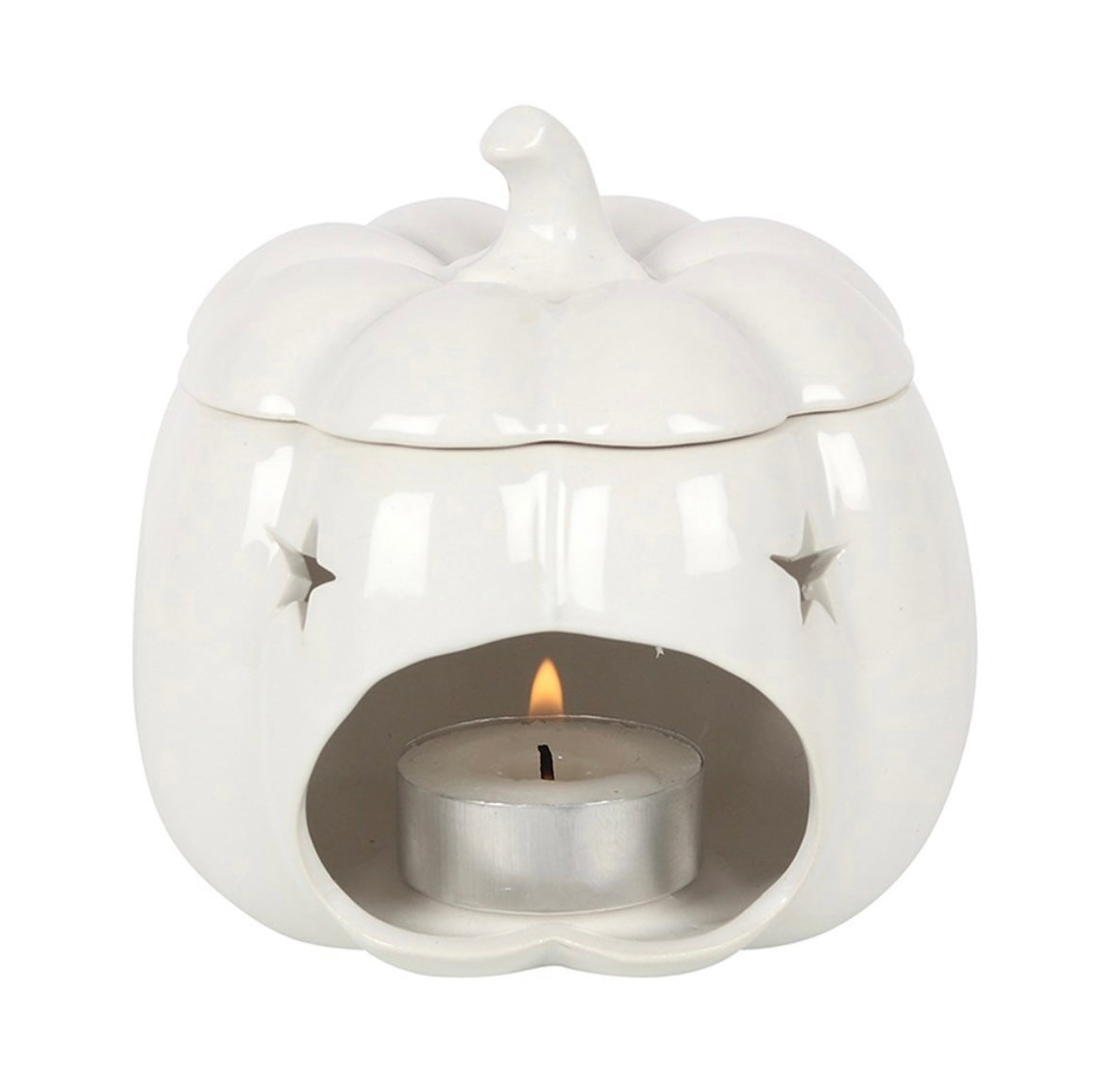 ✨ White Pumpkin Oil Burner – Elegant Autumn Design