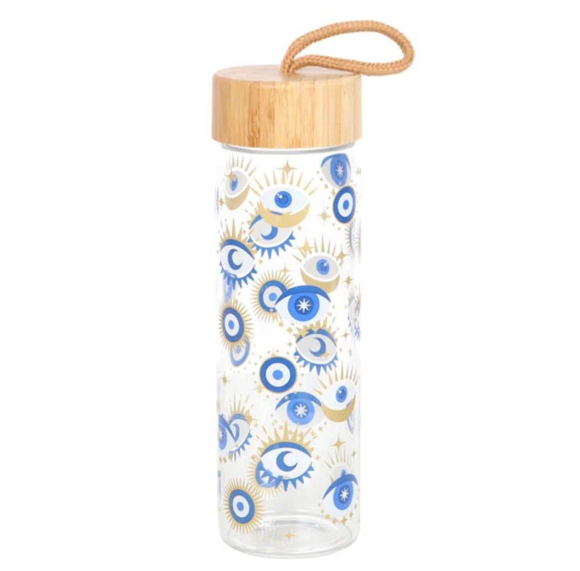 👁️ All Seeing Eye Glass Water Bottle – Reusable Talisman for Protection