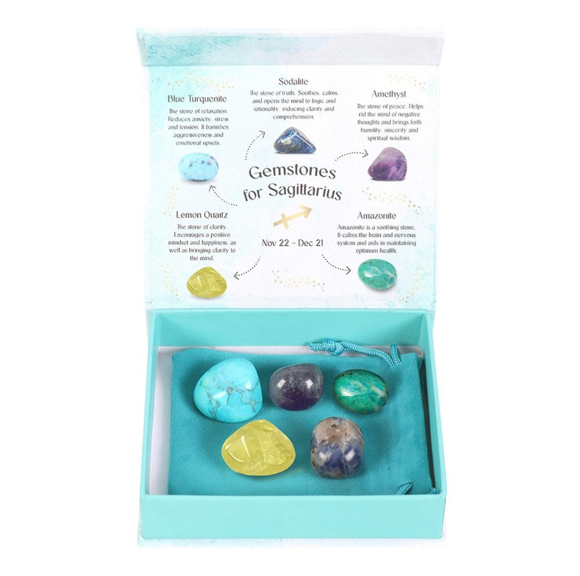 ♐ Sagittarius Zodiac Crystal Tumblestone Gift Set