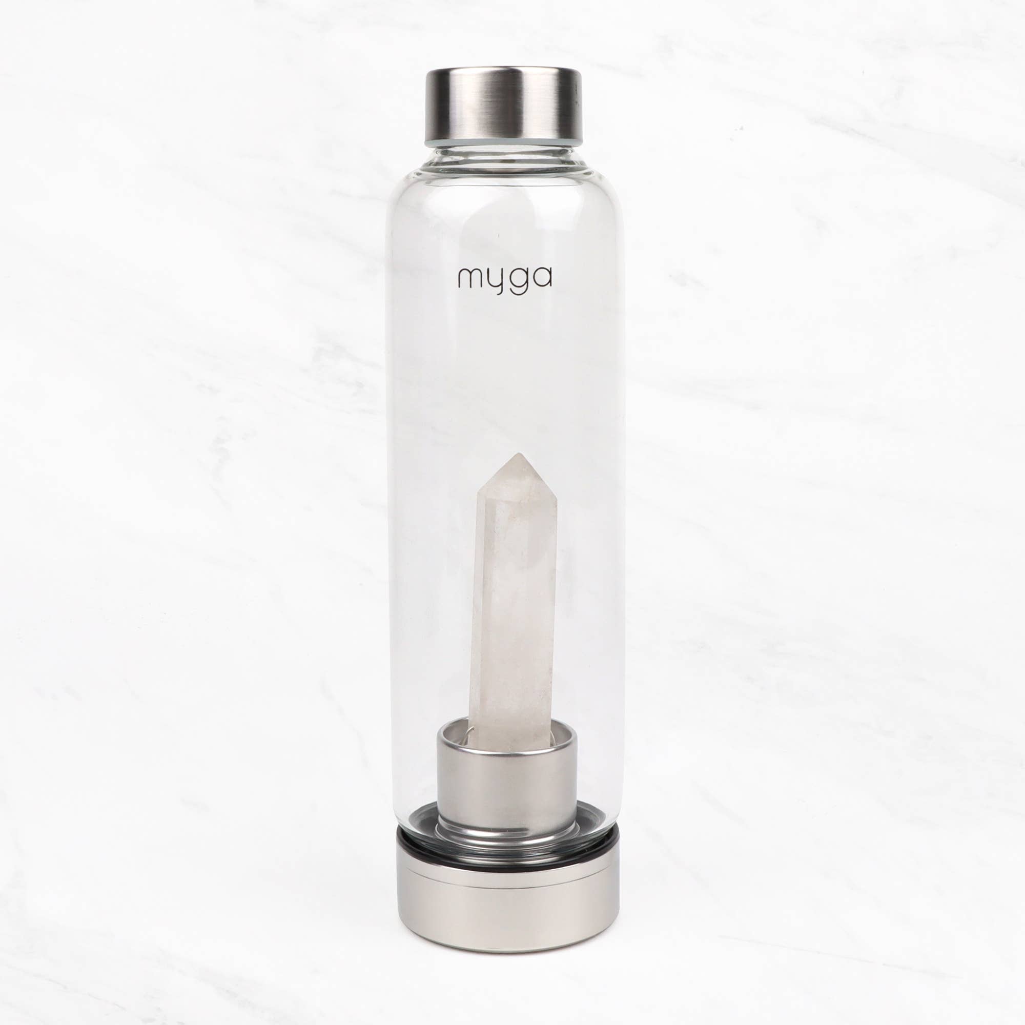 Clear Quartz Crystal Glass Water Bottle