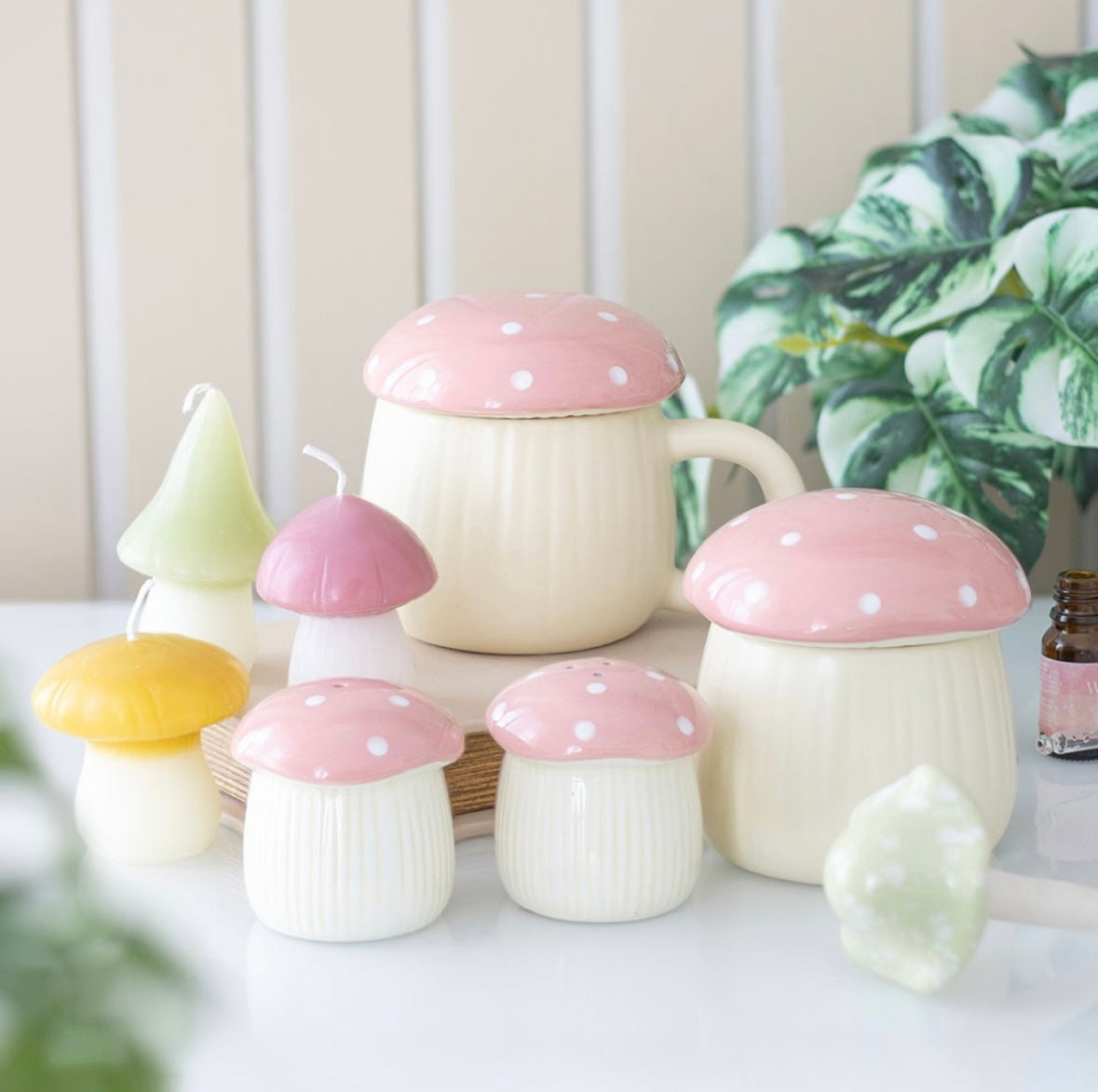 Pastel Mushroom Candle Set – Whimsical Fairy Décor