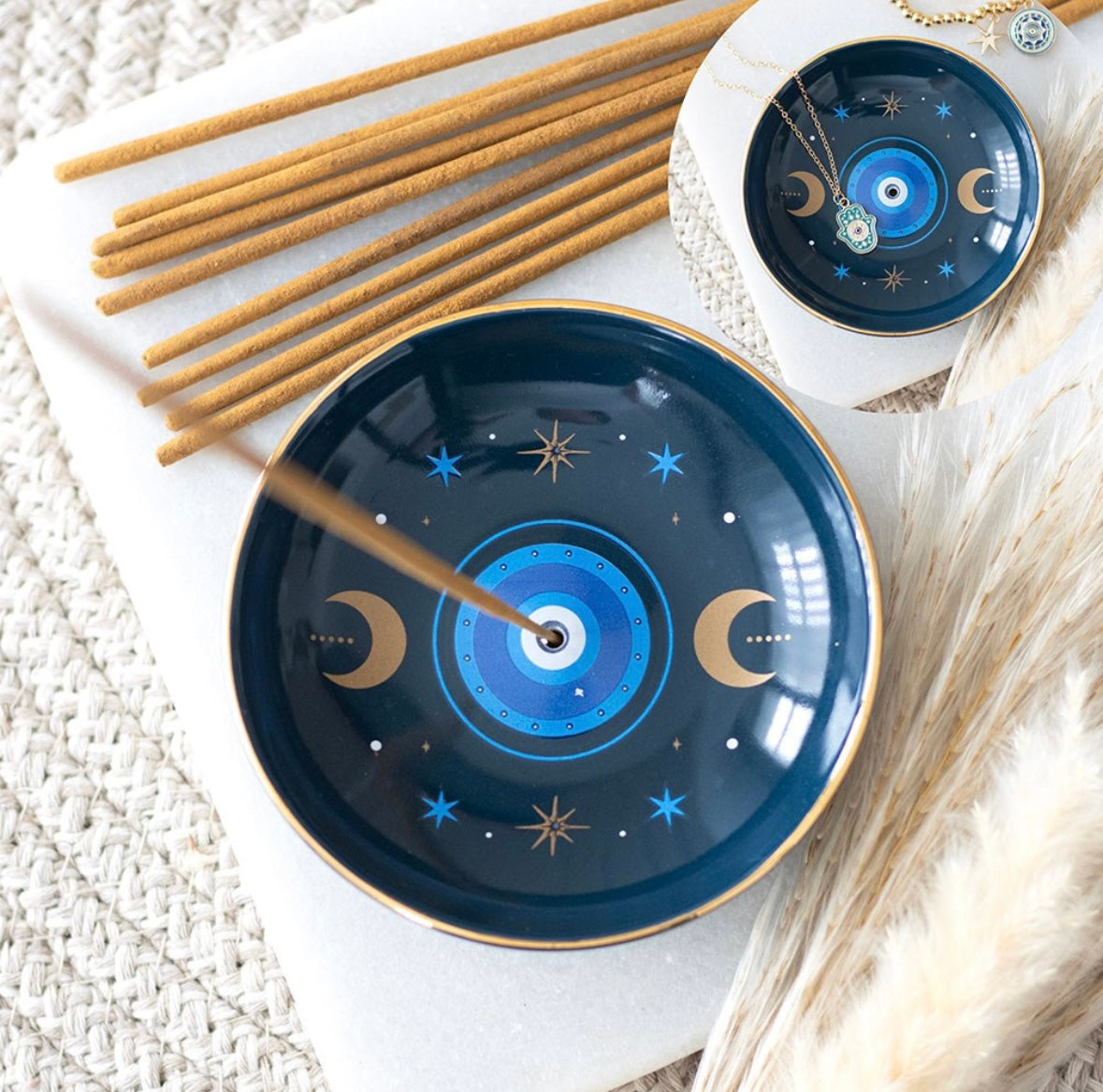 👁️ All Seeing Eye Dark Blue Incense Holder & Trinket Dish