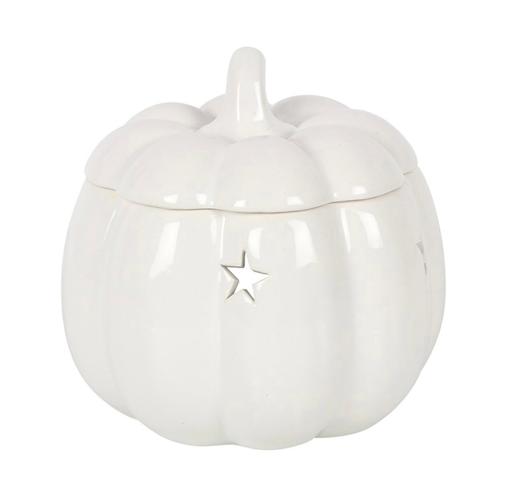 ✨ White Pumpkin Oil Burner – Elegant Autumn Design