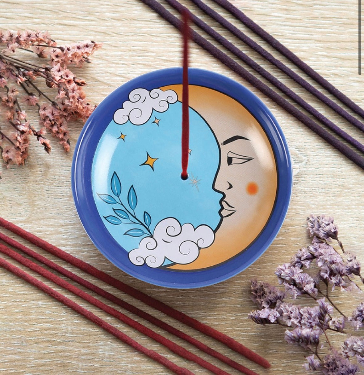 🌙 Moon Tarot Incense Stick Holder – Ceramic Dish