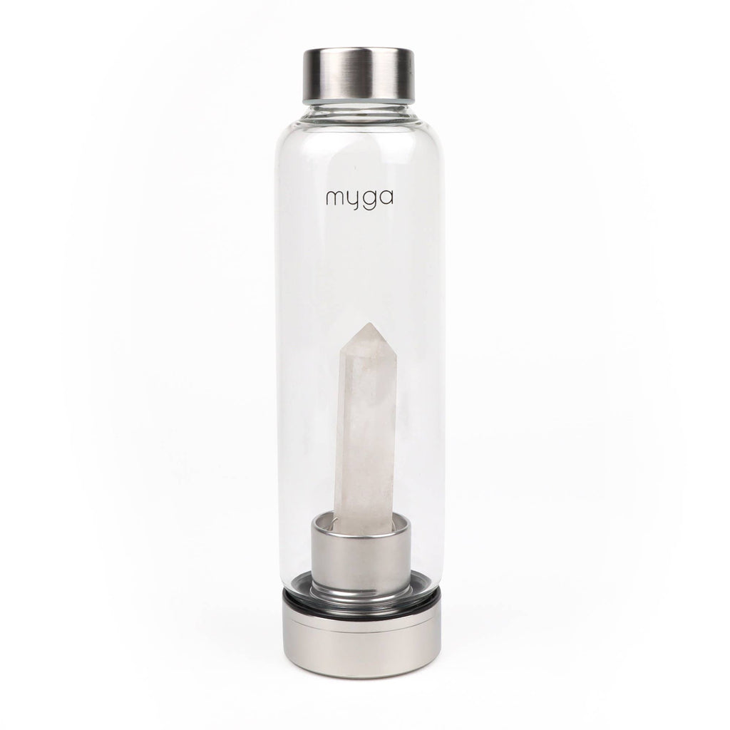 Clear Quartz Crystal Glass Water Bottle