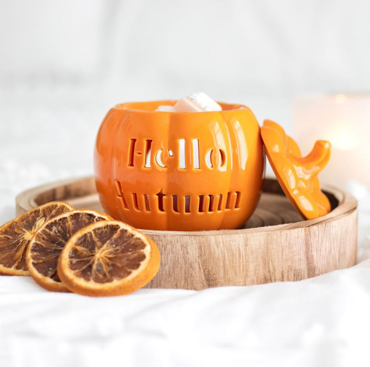 🍂 Hello Autumn Pumpkin Oil Burner – Cosy Seasonal Design