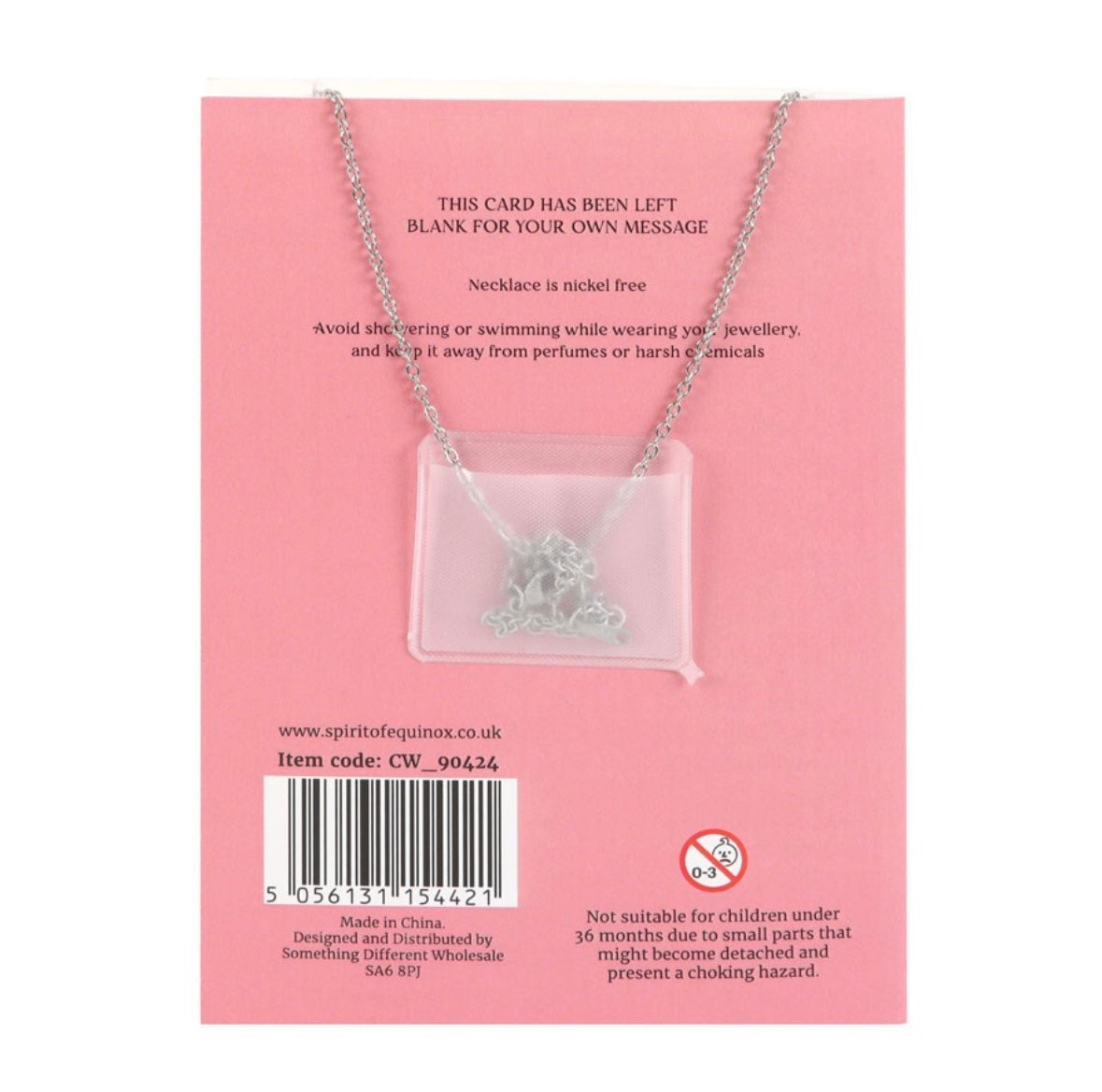 Rose Quartz Crystal Moon Necklace Greeting Card – Love & Confidence