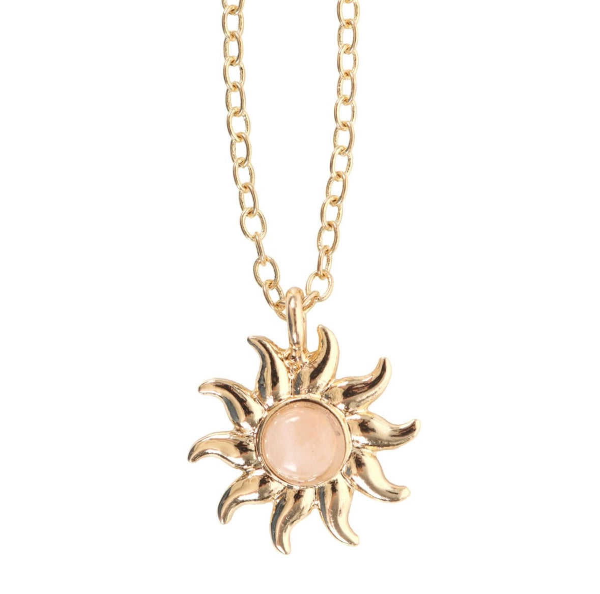 ☀️ Sun Tarot Necklace with Rose Quartz Crystal & Greeting Card