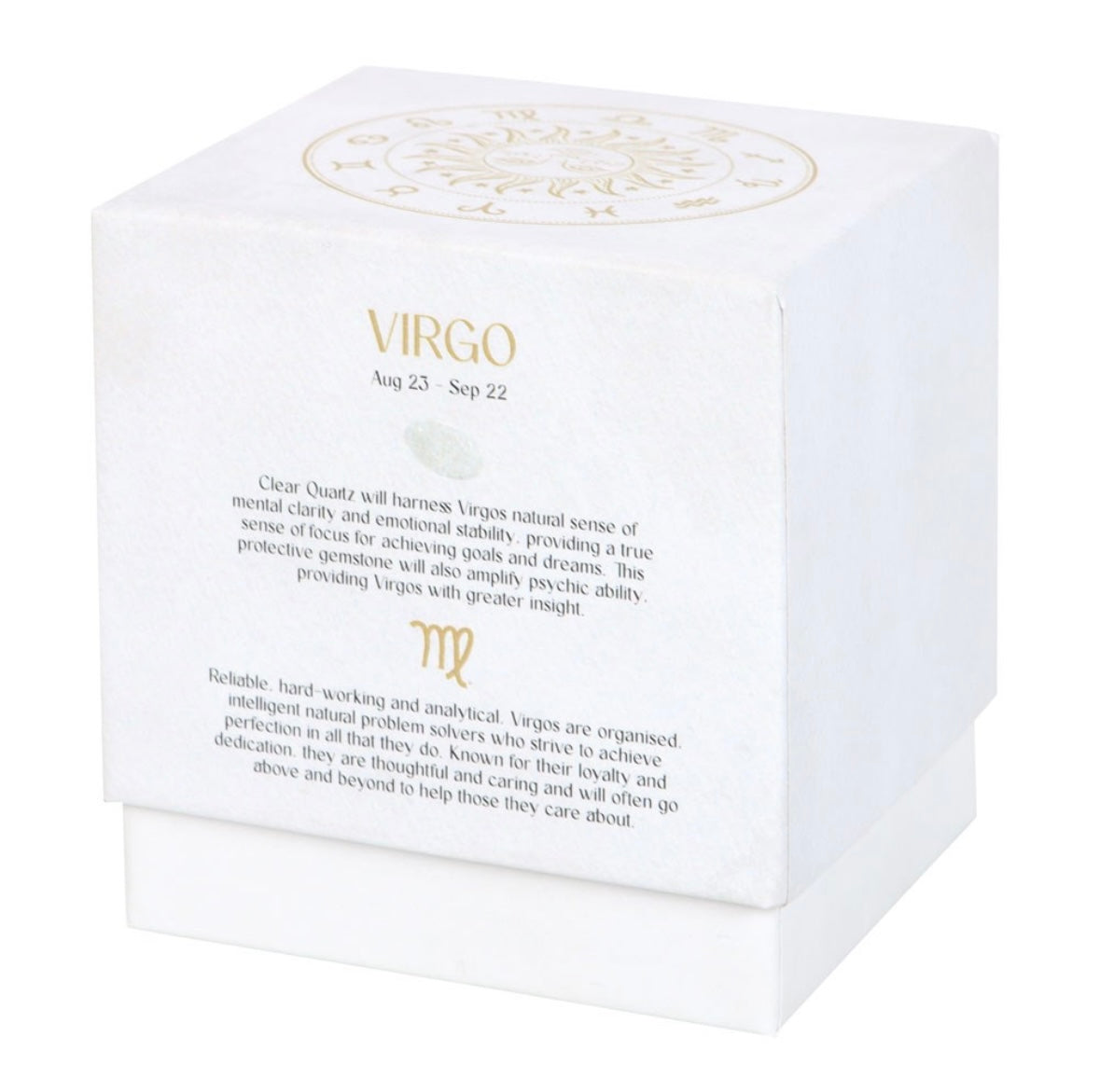 ♍ Virgo Zodiac Candle – Sandalwood & Patchouli with Clear Quartz Crystals