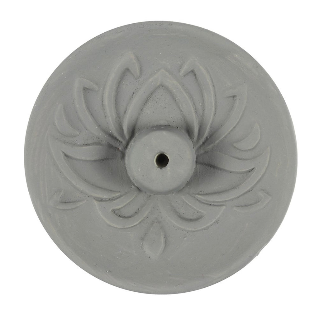 Grey Lotus Terracotta Incense Stick Holder Plate