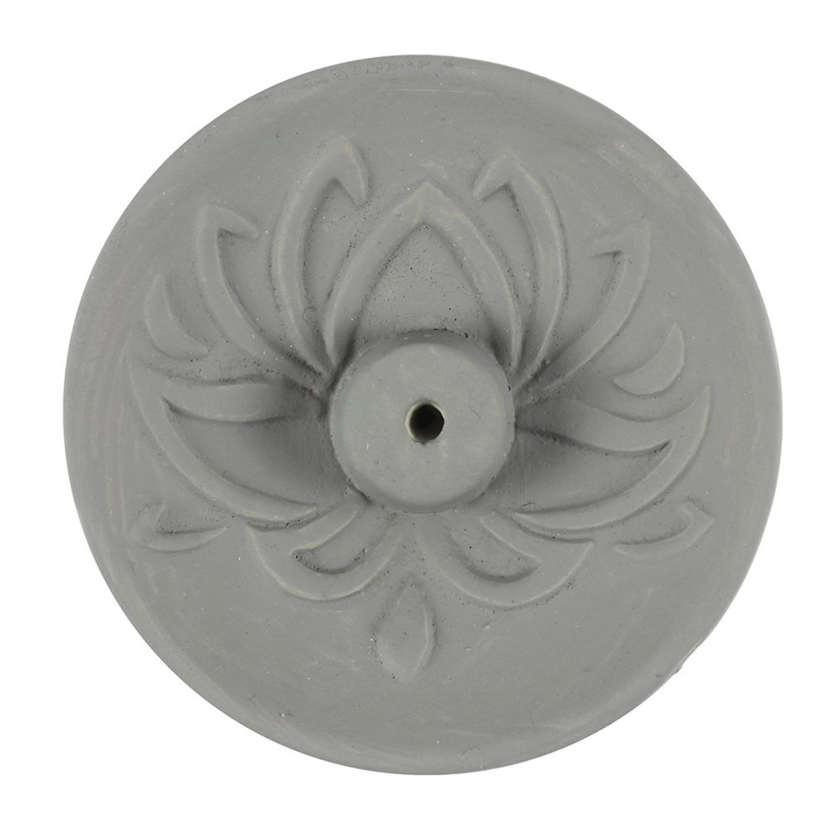 🌸 Grey Lotus Terracotta Incense Stick Holder Plate