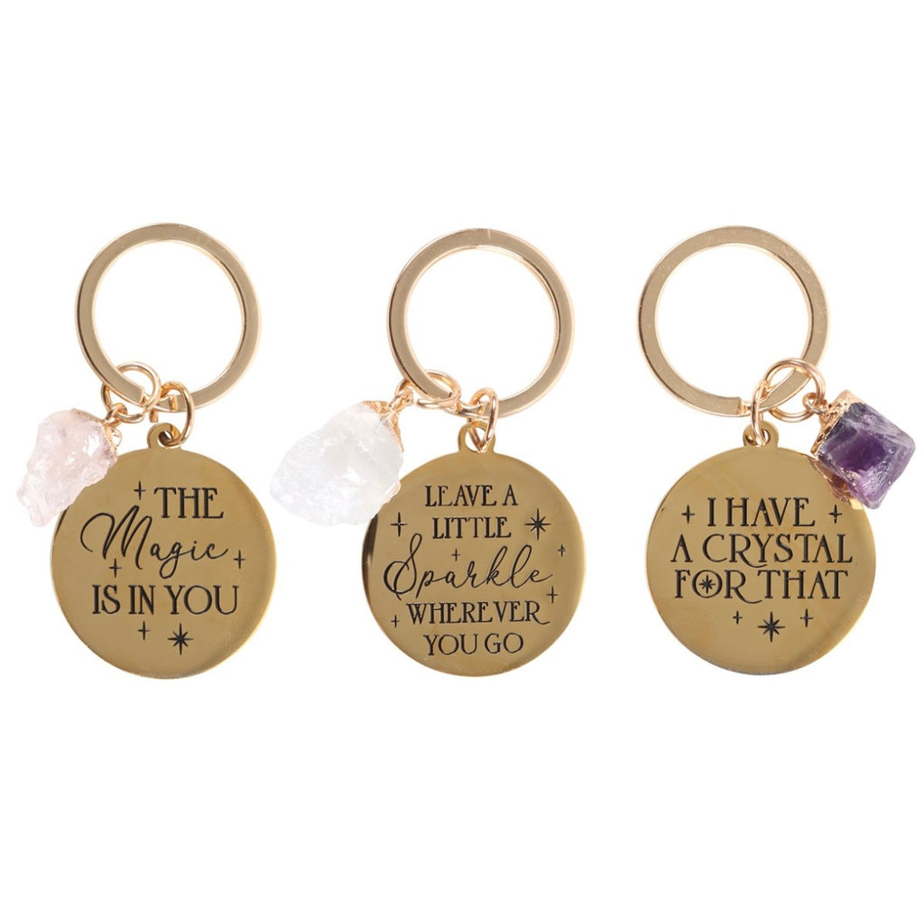 🔑 Crystal Charm Keyrings – Positive Message Collection