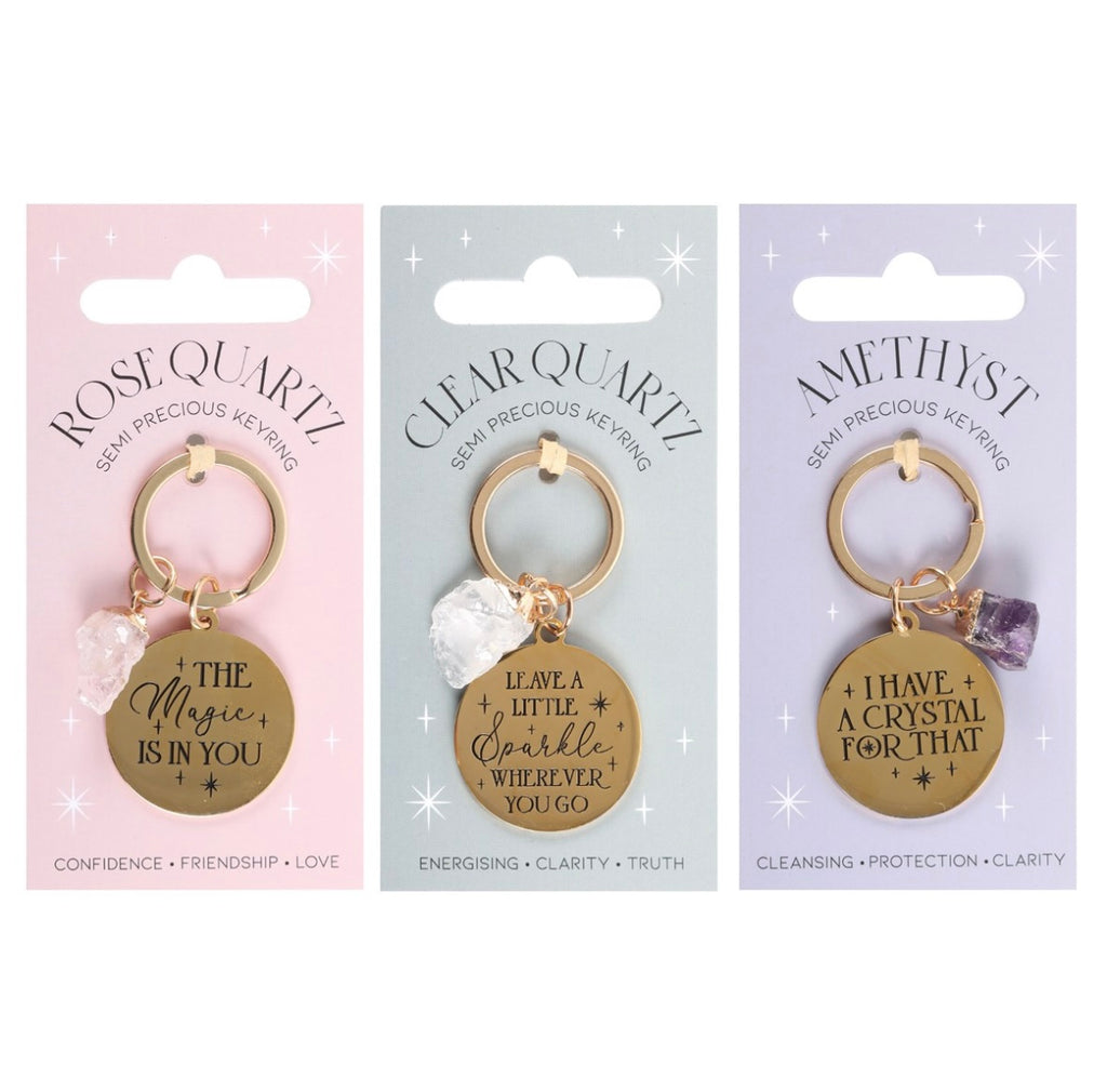 🔑 Crystal Charm Keyrings – Positive Message Collection
