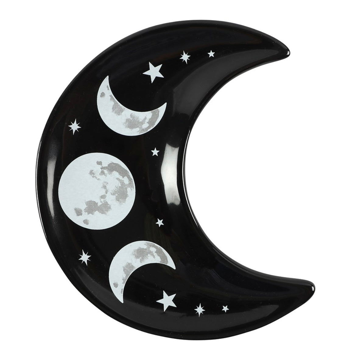 🌙 Crescent Moon Ceramic Trinket Dish – Triple Moon Design