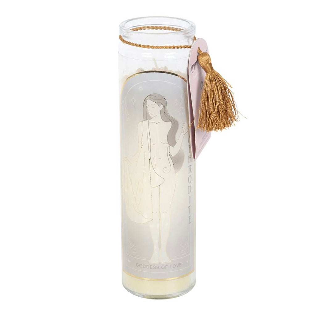 Aphrodite Goddess Tube Candle – Rose Quartz Crystals & Neroli