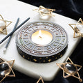 Astrology Wheel Tealight Candle Holder – Celestial Gold Detail