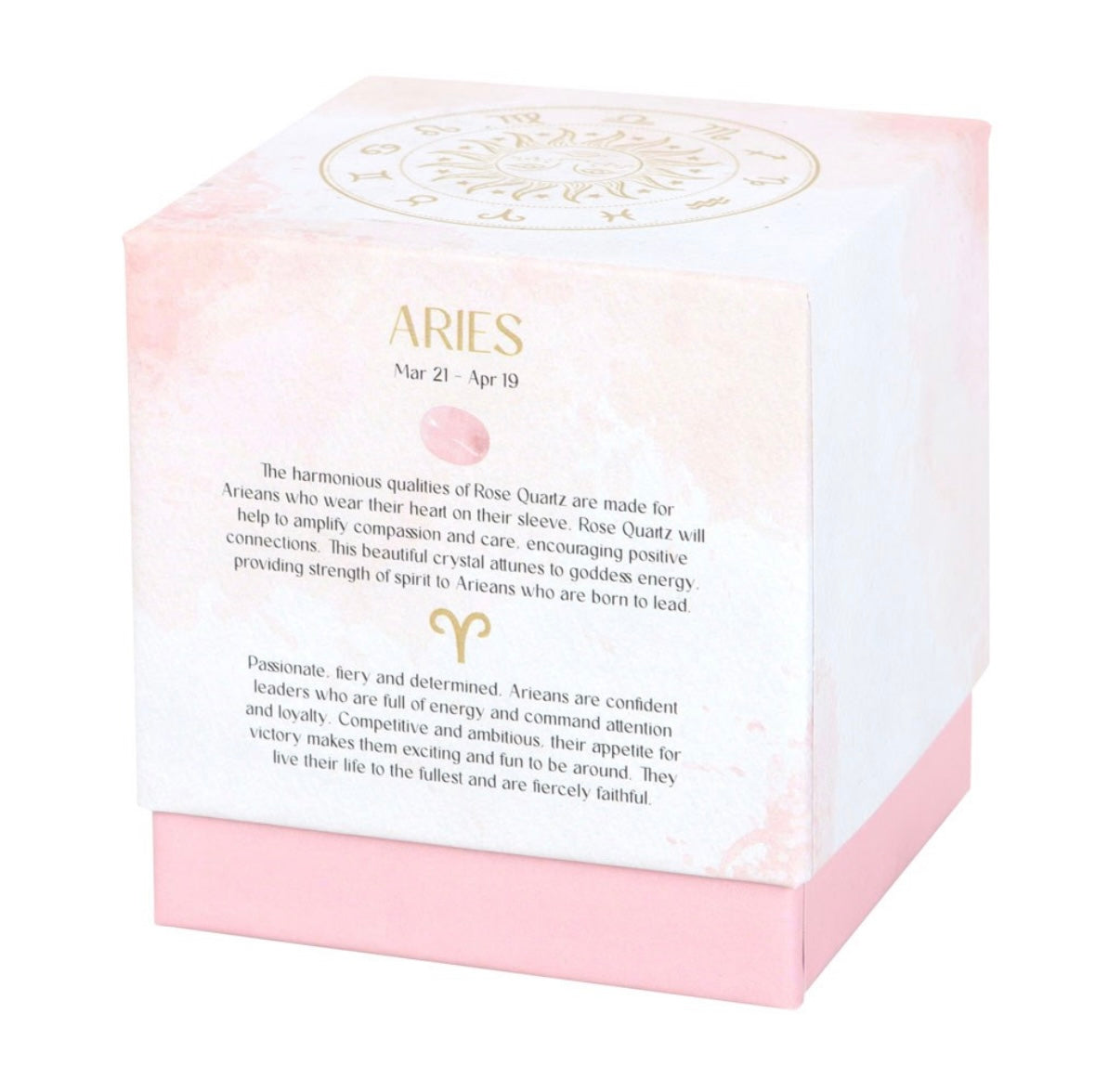 ♈ Aries Zodiac Candle – Cedarwood & Rose Quartz Crystals