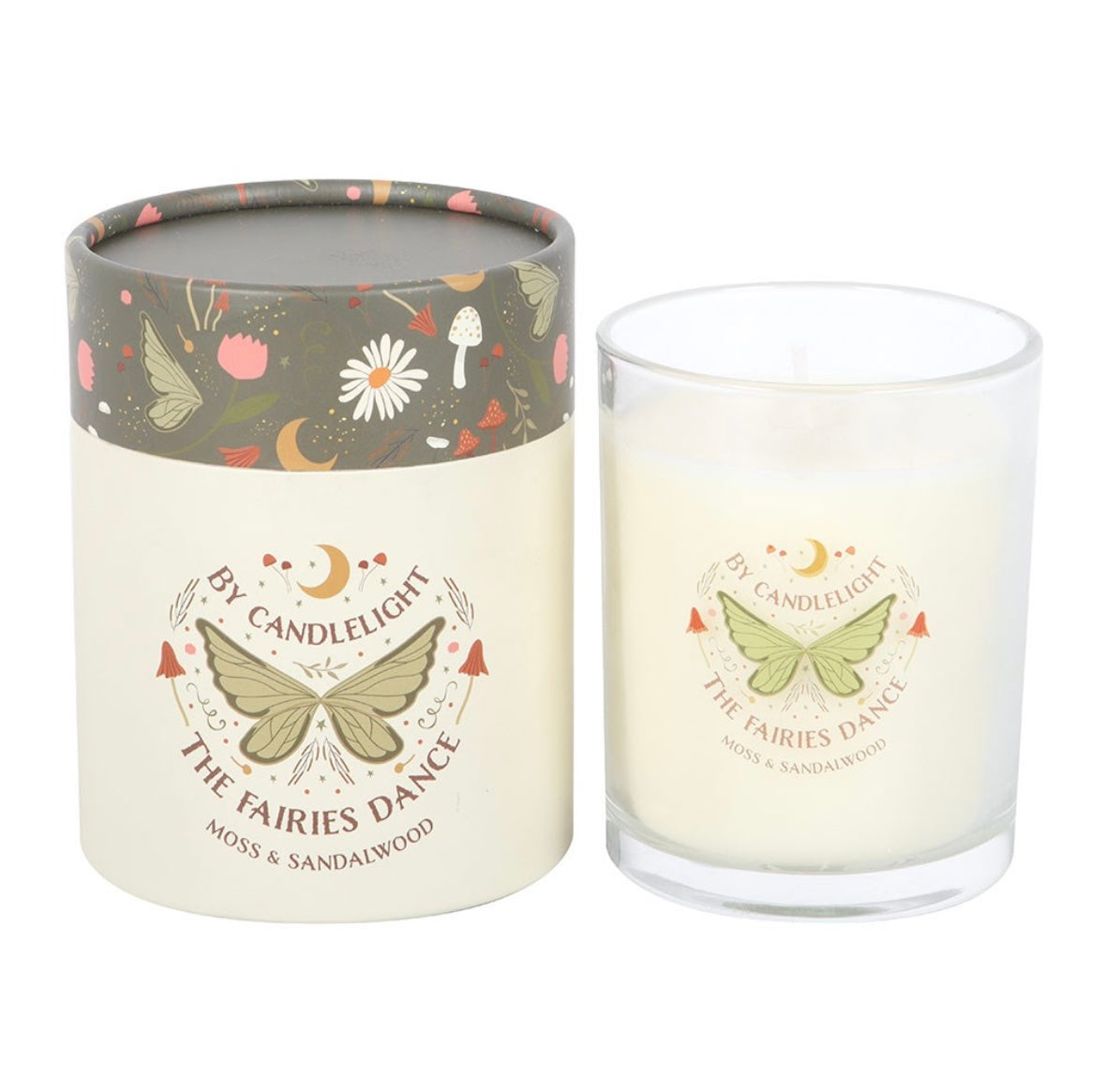 Fairy Wing Glass Candle – Moss & Sandalwood