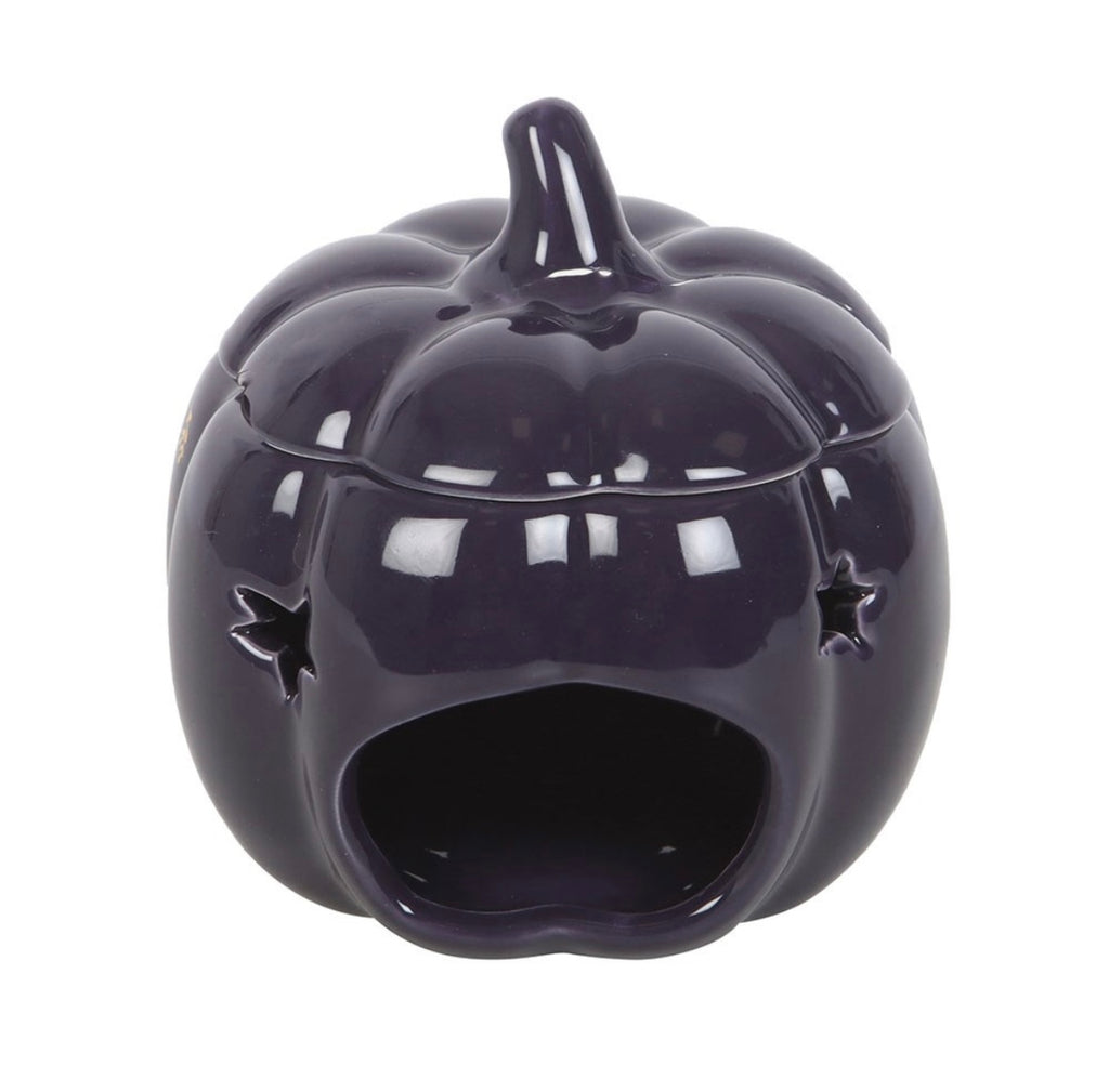 🌙 Midnight Blue Pumpkin Oil Burner – Celestial Star & Moon Design